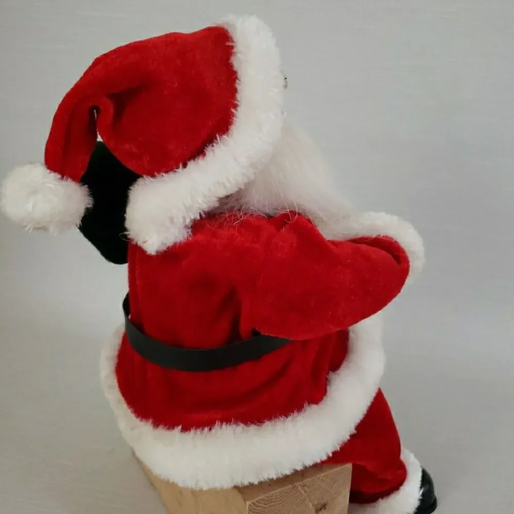 Fiber Optic Santa Claus Shelf Mantle Sitter Red Suit St Nick Battery Operated